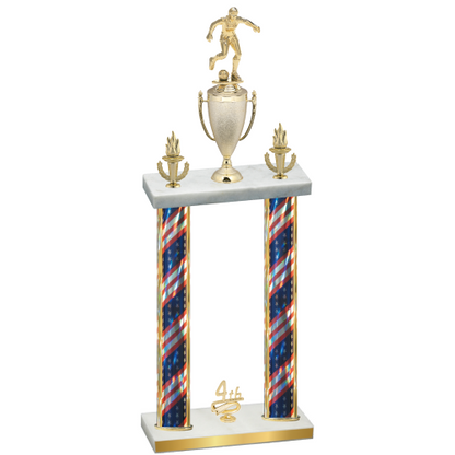 Double Flag USA Fourth Place Soccer Trophy