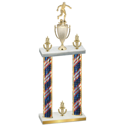 Double Flag USA Victory Soccer Trophy