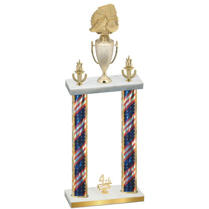 Double Flag USA Fourth Place Soccer Trophy