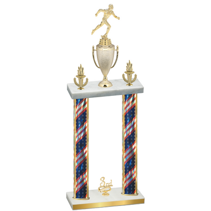 Double Flag USA Third Place Running Trophy