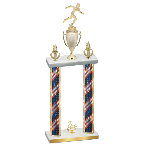 Double Flag USA Third Place Running Trophy