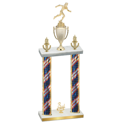 Double Flag USA Third Place Running Trophy