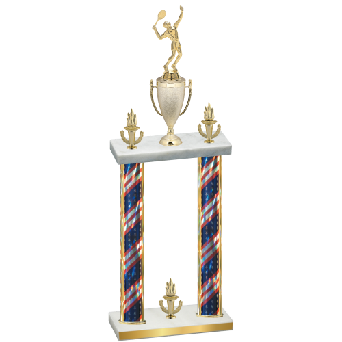 Double Flag USA Victory Tennis Trophy