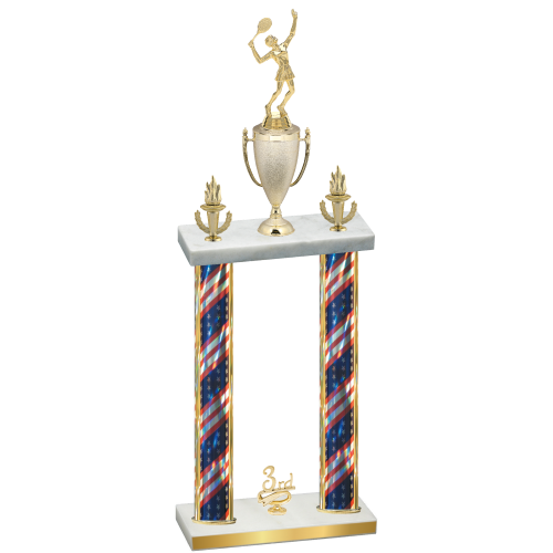 Double Flag USA Third Place Tennis Trophy