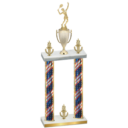 Double Flag USA Victory Tennis Trophy
