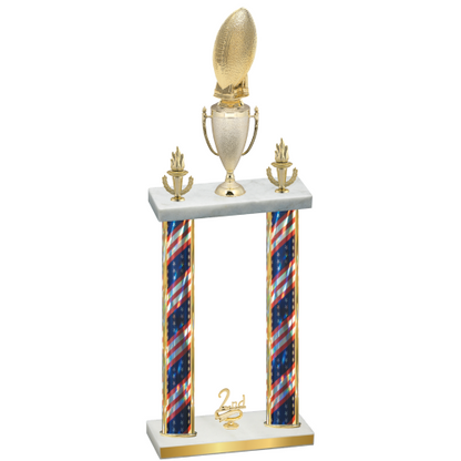 Double Flag USA Second Place Football Trophy
