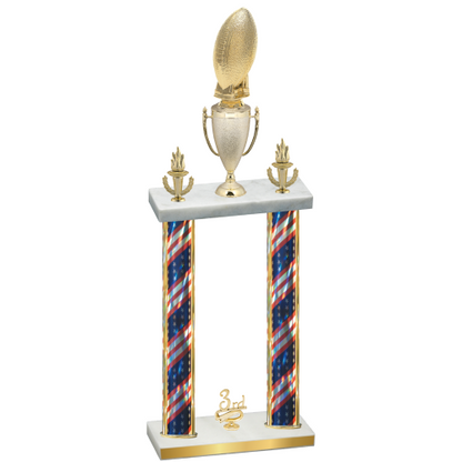 Double Flag USA Third Place Football Trophy