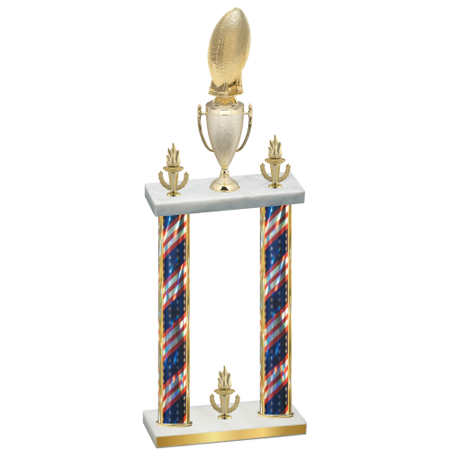 Double Flag USA Victory Football Trophy