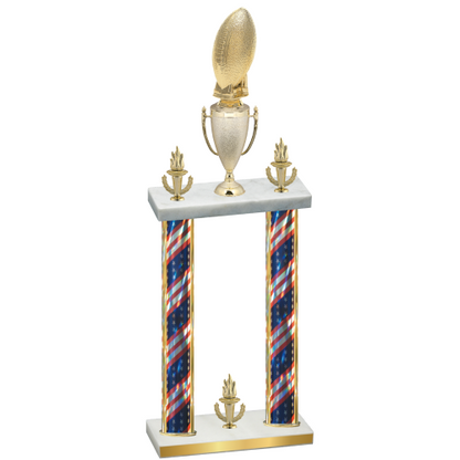 Double Flag USA Victory Football Trophy
