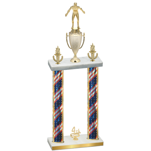 Double Flag USA Fourth Place Wrestling Trophy