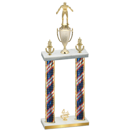 Double Flag USA Fourth Place Wrestling Trophy