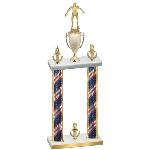 Double Flag USA Victory Wrestling Trophy