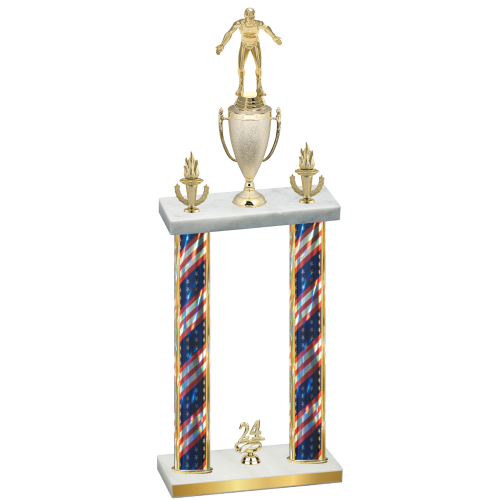 Double Flag USA Year Wrestling Trophy