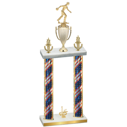 Double Flag USA First Place Bowling Trophy