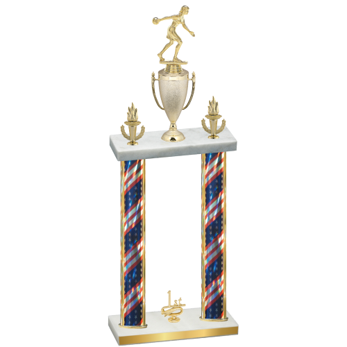 Double Flag USA First Place Bowling Trophy