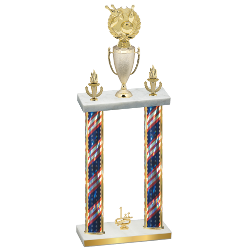 Double Flag USA First Place Bowling Trophy