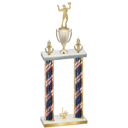 Double Flag USA First Place Volleyball Trophy