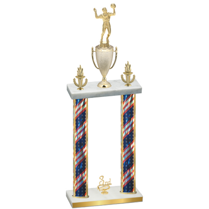 Double Flag USA Third Place Volleyball Trophy