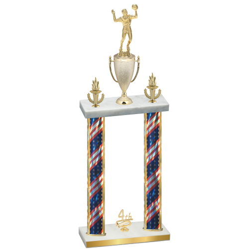 Double Flag USA Fourth Place Volleyball Trophy