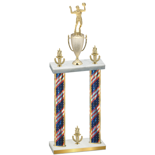 Double Flag USA Victory Volleyball Trophy