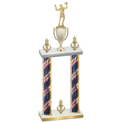Double Flag USA Victory Volleyball Trophy