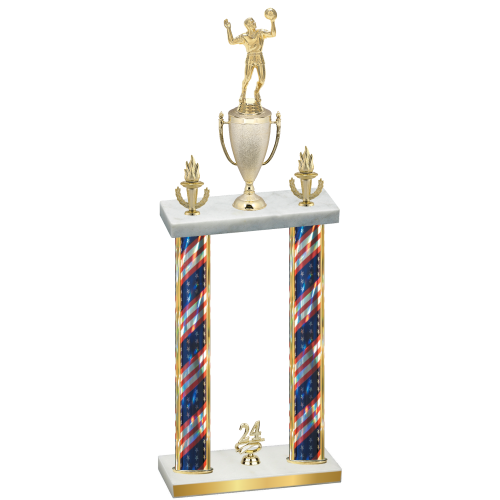 Double Flag USA Year Volleyball Trophy