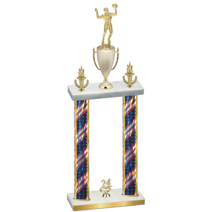Double Flag USA Year Volleyball Trophy