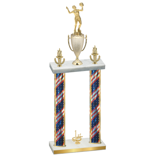 Double Flag USA First Place Volleyball Trophy