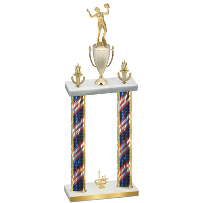 Double Flag USA First Place Volleyball Trophy