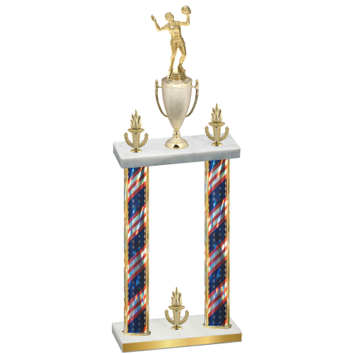 Double Flag USA Victory Volleyball Trophy