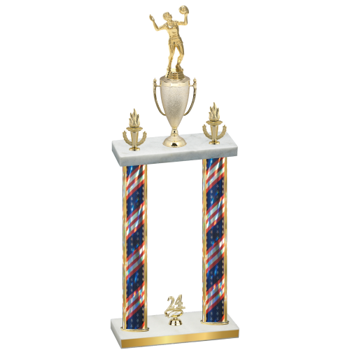 Double Flag USA Year Volleyball Trophy