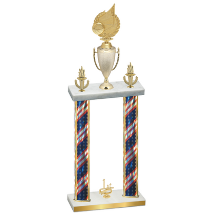 Double Flag USA First Place Volleyball Trophy