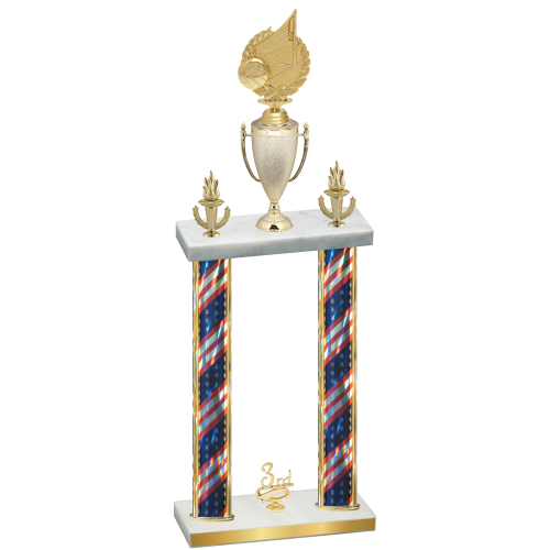 Double Flag USA Third Place Volleyball Trophy