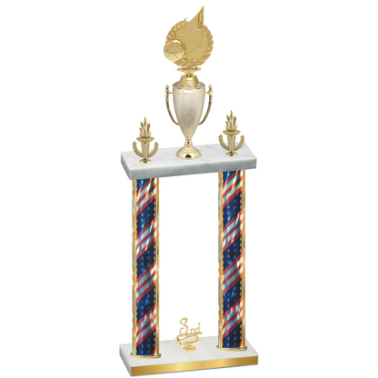 Double Flag USA Third Place Volleyball Trophy