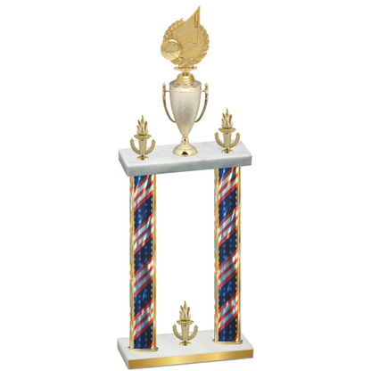 Double Flag USA Victory Volleyball Trophy