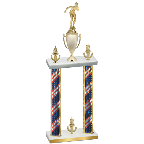 Double Flag USA Victory Tennis Trophy