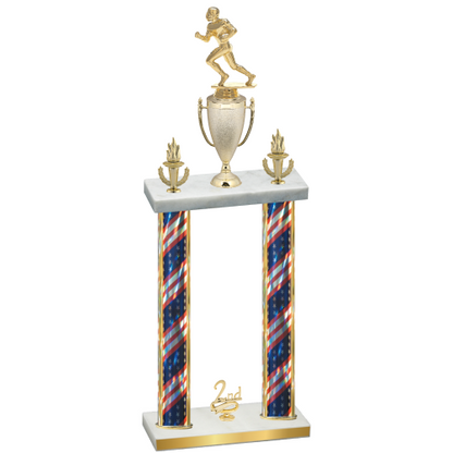 Double Flag USA Second Place Football Trophy