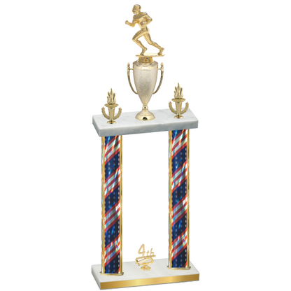 Double Flag USA Fourth Place Football Trophy