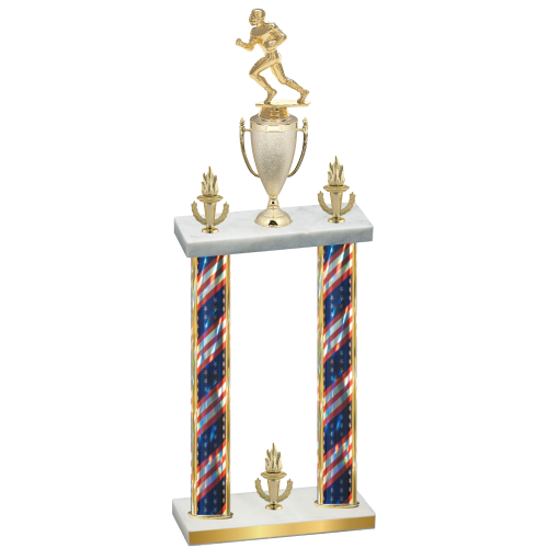 Double Flag USA Victory Football Trophy
