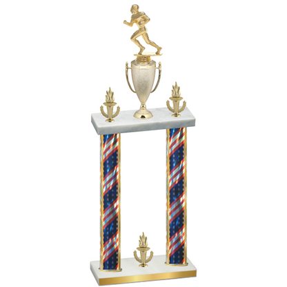 Double Flag USA Victory Football Trophy