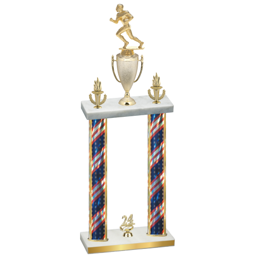 Double Flag USA Year Football Trophy