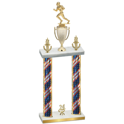 Double Flag USA Year Football Trophy