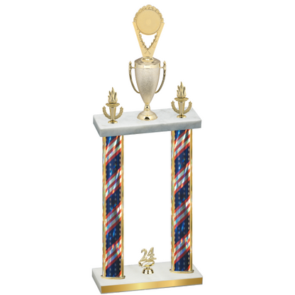 Double Flag USA Year Insert Trophy