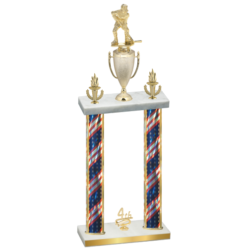 Double Flag USA Fourth Place Hockey Trophy