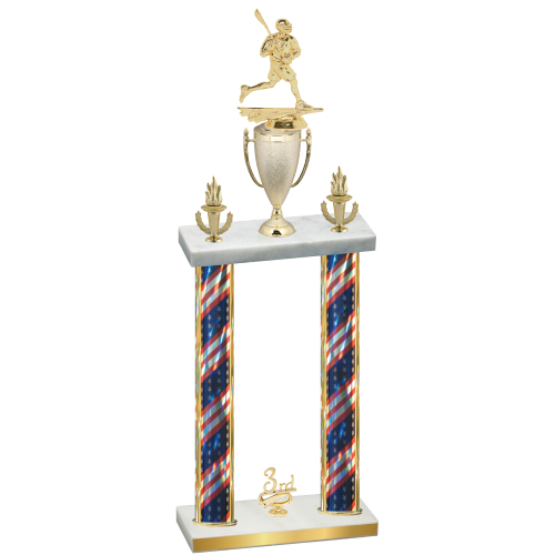 Double Flag USA Third Place Lacrosse Trophy