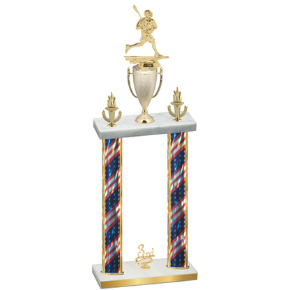 Double Flag USA Third Place Lacrosse Trophy