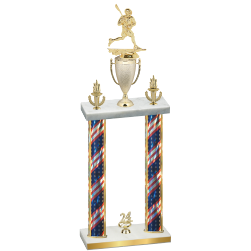 Double Flag USA Year Lacrosse Trophy