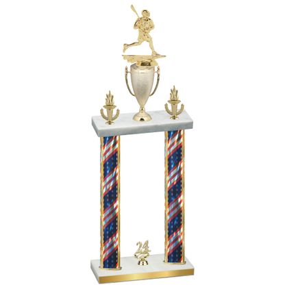 Double Flag USA Year Lacrosse Trophy