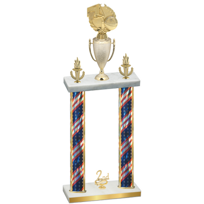 Double Flag USA Second Place Basketball Trophy