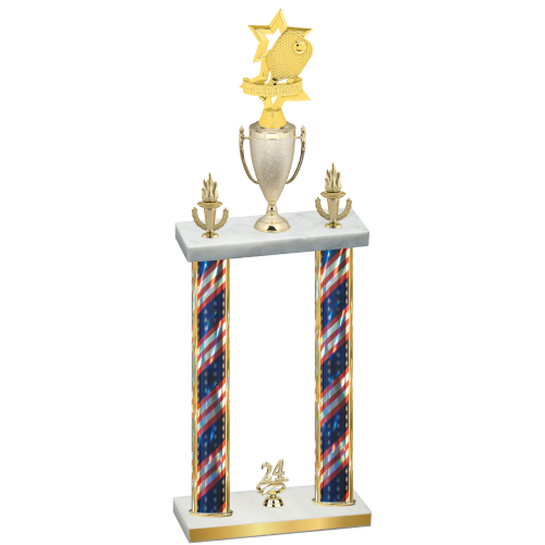 Double Flag USA Year Pickleball Trophy